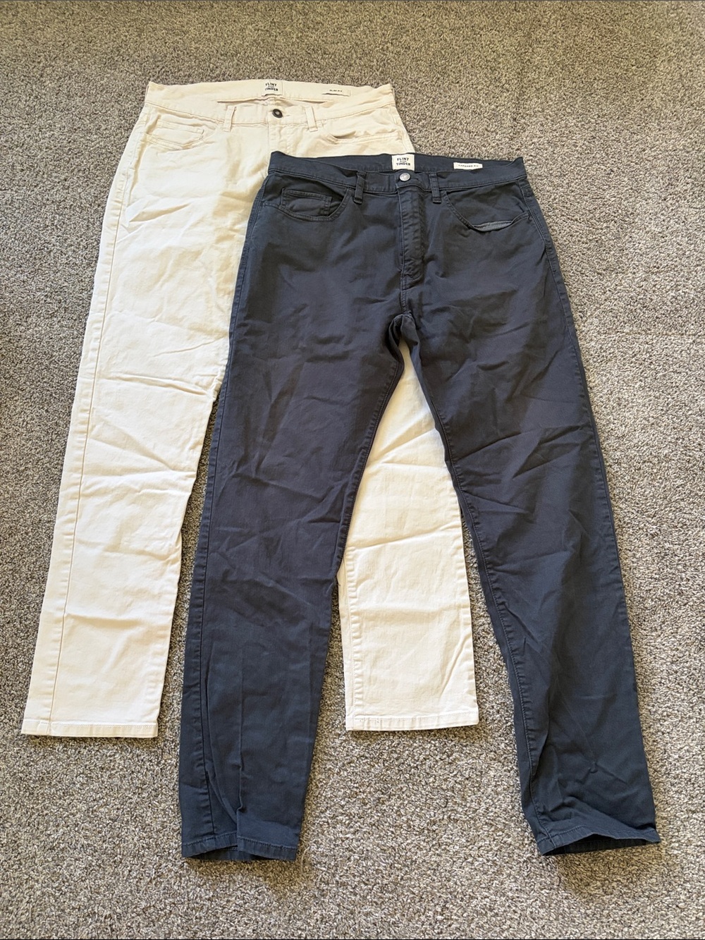 2 pair - Men's Slim / Tapered Flint and Tinder Chino Jeans in Black and Cream
